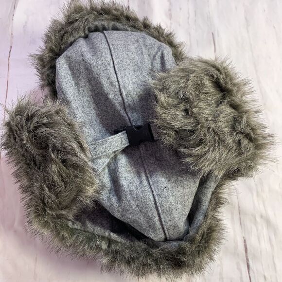 Trapper Aviator Ear-Flaps Hat Boys Big Kids Gray Pocket Faux-Fur Winter Cotton - Picture 9 of 16